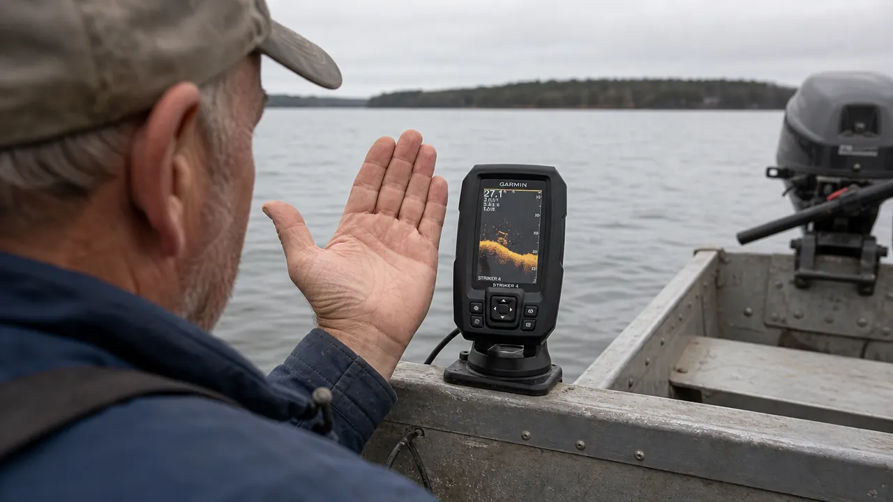 Hand wiring a Garmin Striker 4 fish finder to a small dedicated marine battery under a boat console